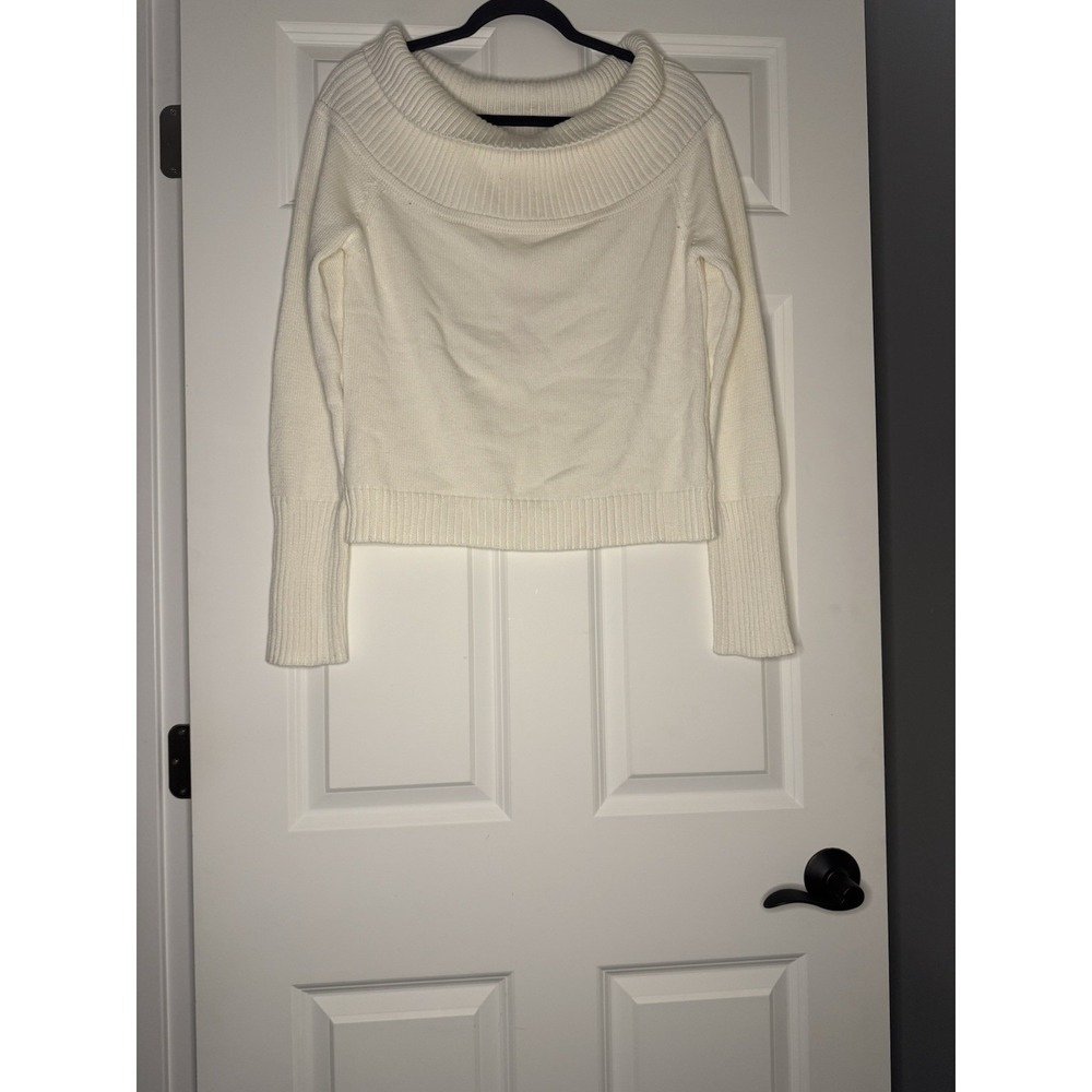 Qinsen Off The Shoulder Cowl Neck Knit Sweater Cream Xl Nwt